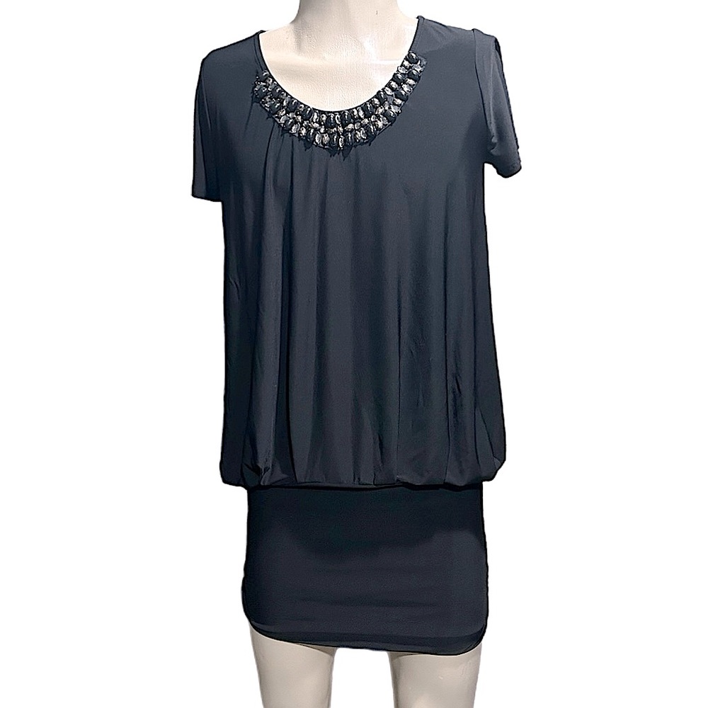 NWOT Women’s ABS Allen Schwartz Vintage Cocktail Dress w Jeweled Neckline Accent